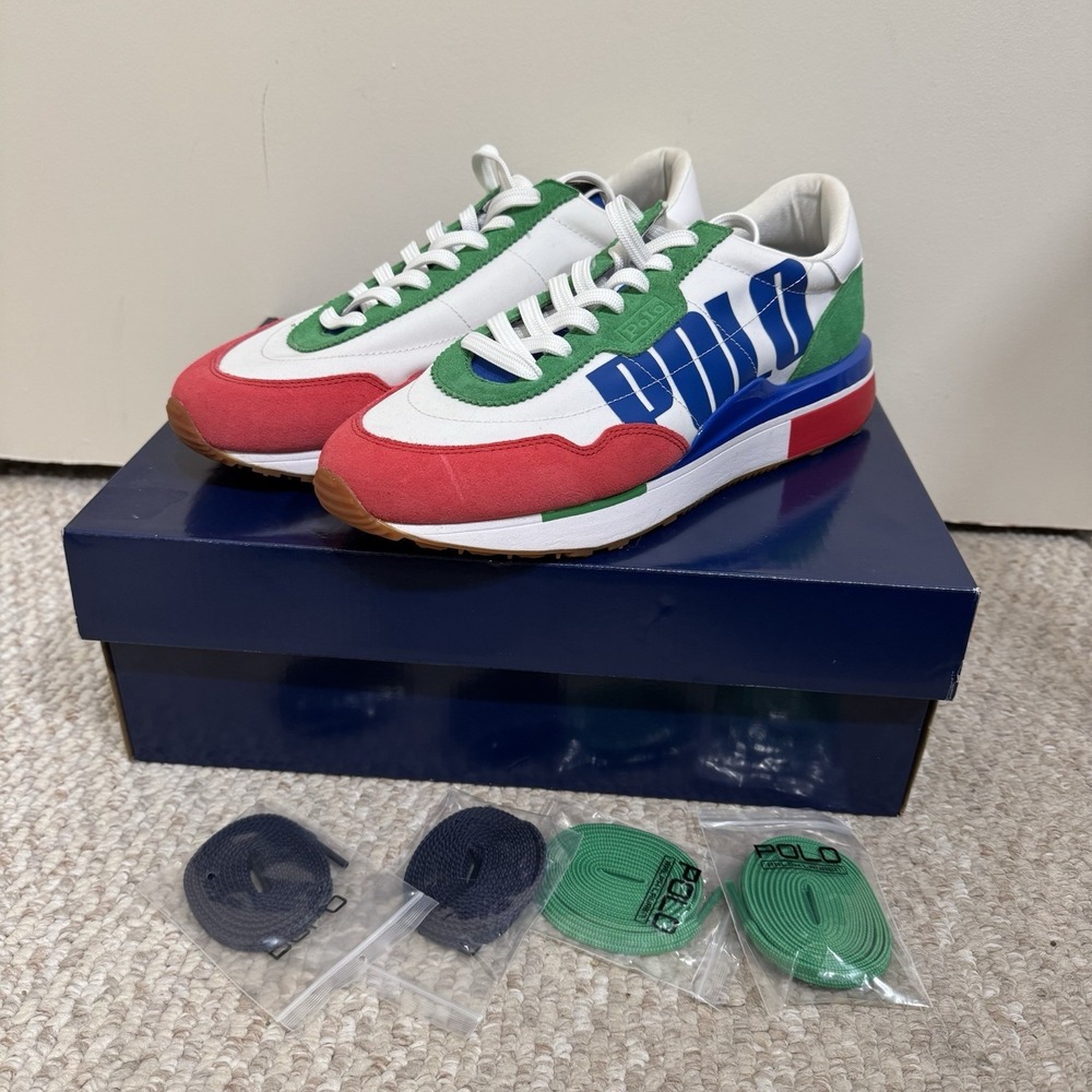 Polo Ralph Lauren Train 89 Logo Color-Blocked Sneaker Retro Multi Men Size 10.5
